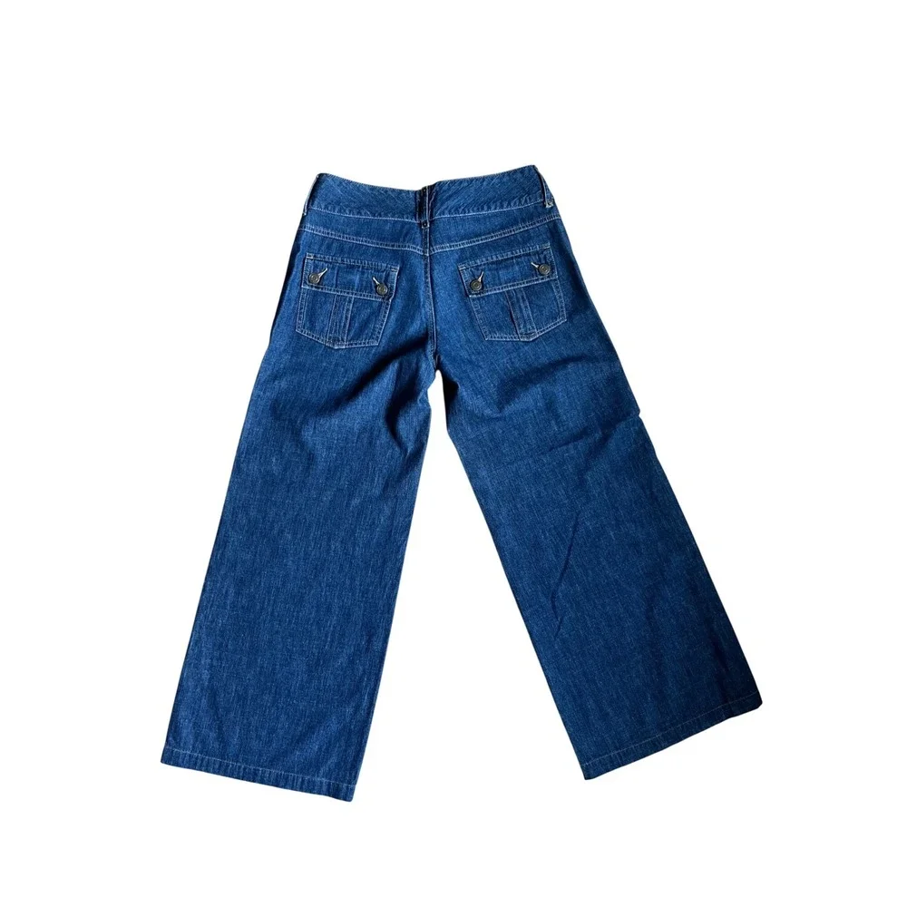 Michael Kors Y2K Dark Wash Wide Leg‎ Denim Trouser Jeans Size 6 Nautical Preppy